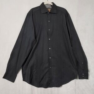 Robert Graham Dress Shirt Mens XLT Black Paisley Long Sleeve Button Up Silk